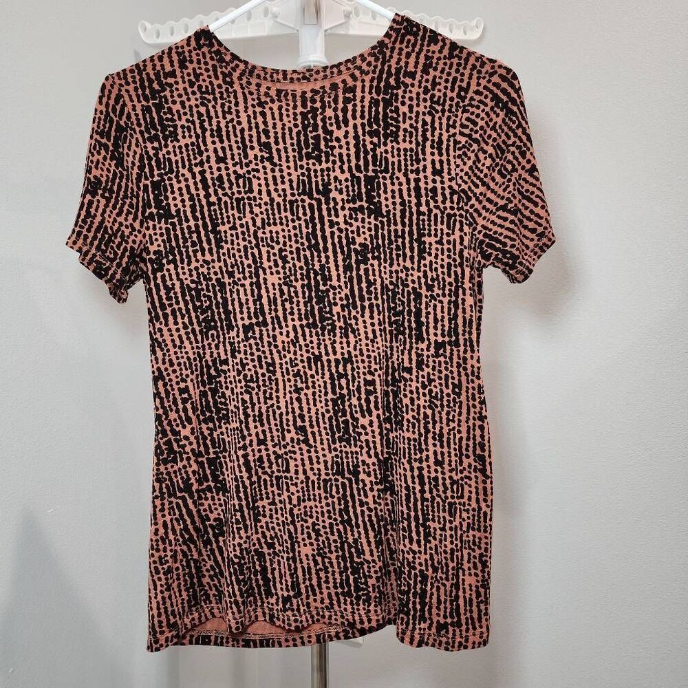 Nine West Womens Short Sleeve Soft Spun T-Shirt Tee Brown / Black Size S
